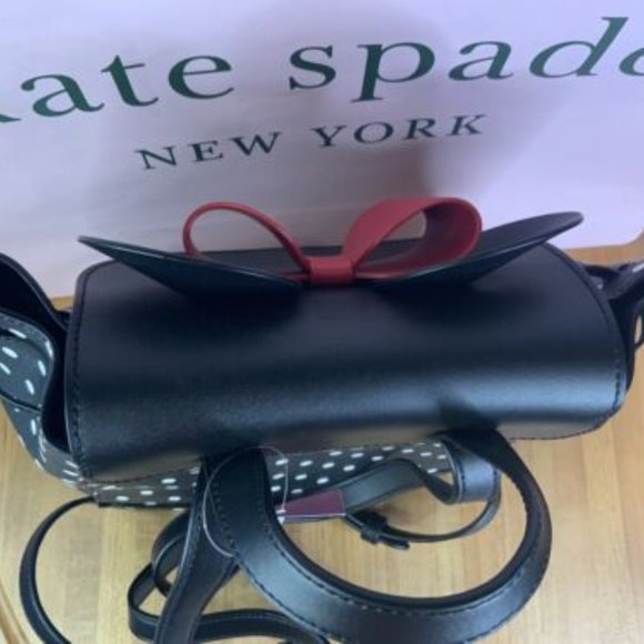 Kate Spade X Disney Minnie Mouse Black - White Polka Dot Backpack - Medium Size - Picture 6 of 8